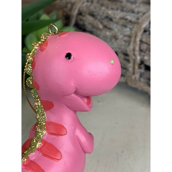 Pink Dinosaur Christmas Tree Ornament Resin Ornament Kids Ornament O4 - Picture 5 of 6